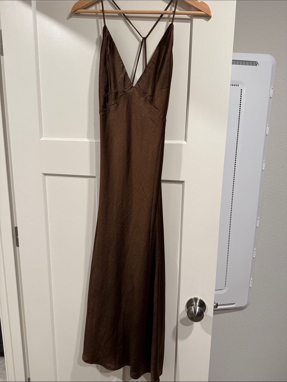 Hello Molly Brown Satin Maxi Slip Dress with Strappy Back